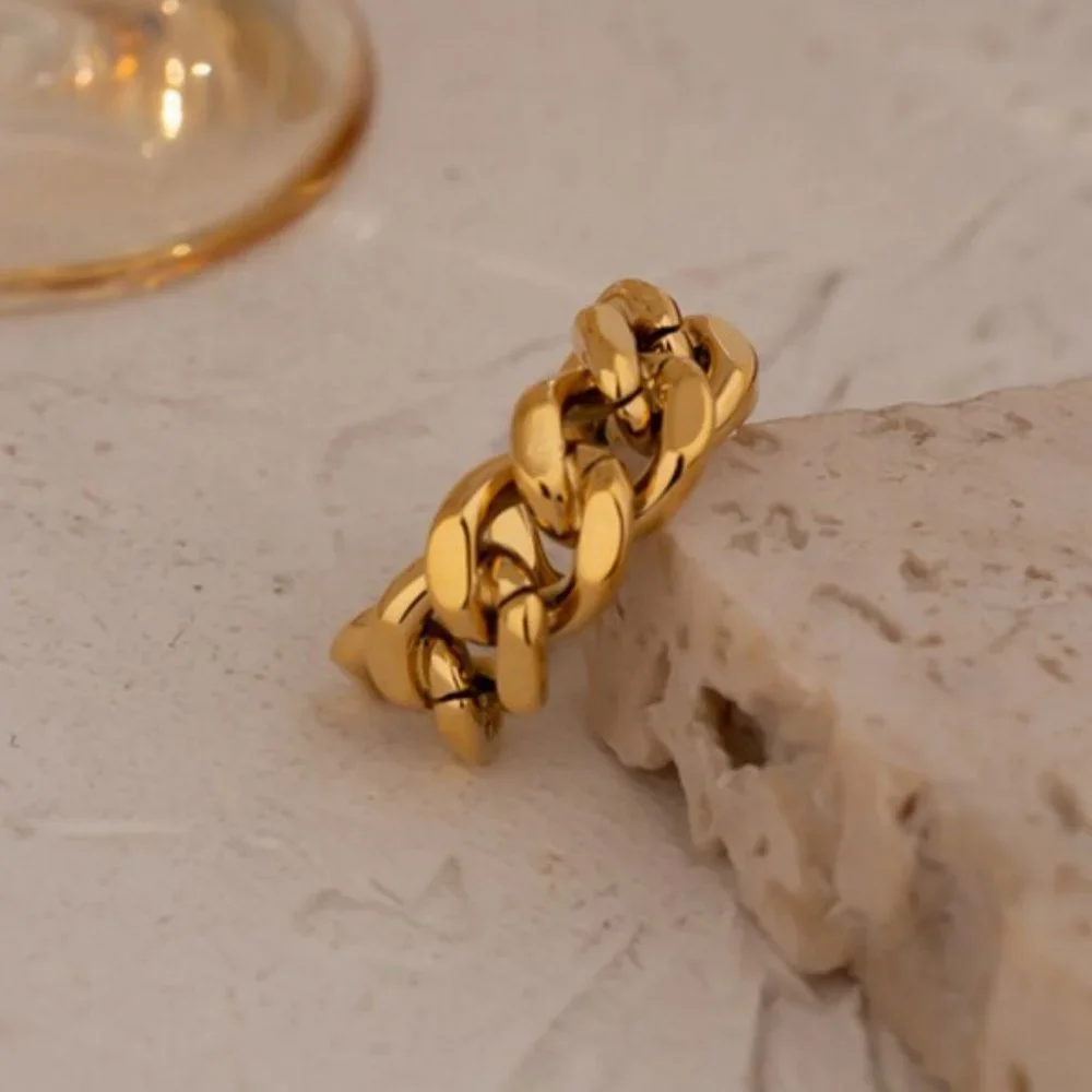 NEW 18K Gold Plated Link Chain Adjustable Ring b